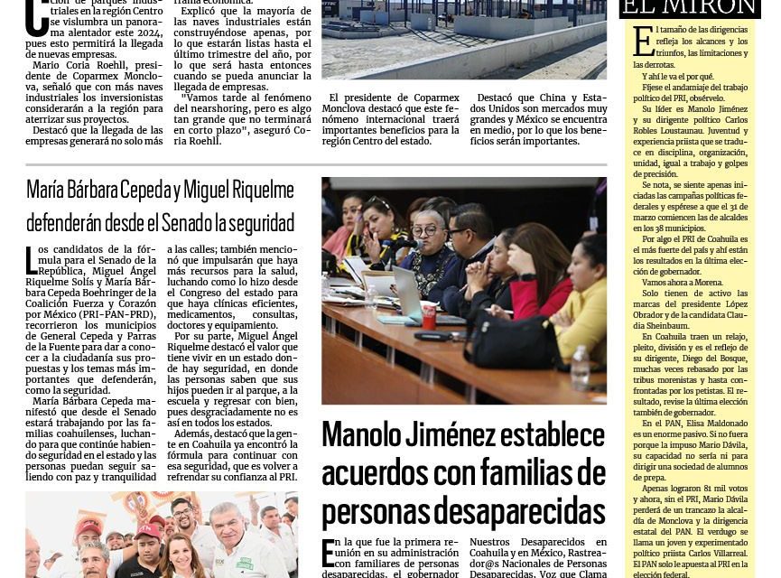 Portada RCG Centro [3 de marzo de 2024] Tiene región Centro panorama alentador; Anticipan caída de ventas en comercios por vacaciones y más…
