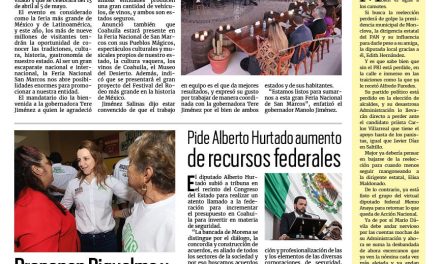 Portada RCG Centro [08 de marzo de 2024] Será Coahuila estado Invitado en la Feria de San Marcos; queda libre elemento de la GN tras atropello de ciclista y más…