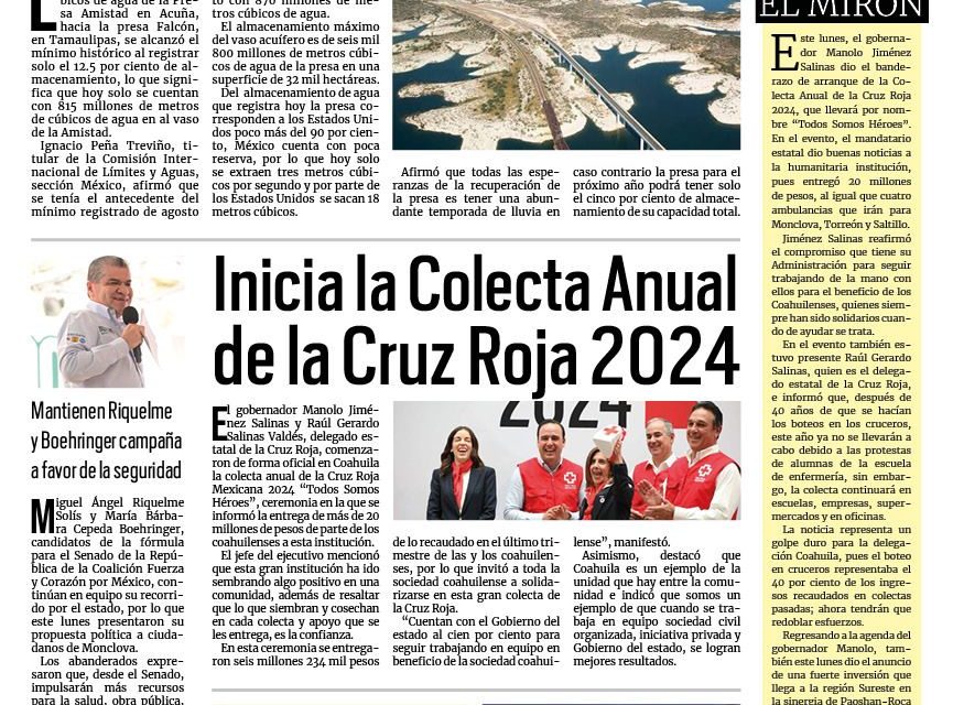 Portada RCG Fronteriza [5 de marzo de 2024] Presa Amistad registra un 12.5% de almacenamiento; celebre el DIF Municipal el Día de la Familia  y más…
