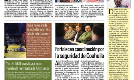 Portada RCG Fronteriza [10 de marzo de 2024] Entregan presea Mujer Empoderada 2024 en Acuña; Reciben a niños en base de Bomberos y más…