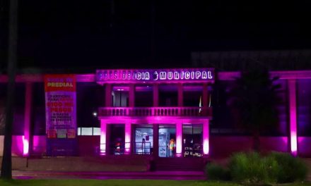 8M: Iluminan de morado la Presidencia de Saltillo