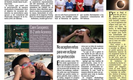 Portada RCG Carbonífera [7 de abril de 2024] Lanza Diana Haro la primera bola en torneo de softbol; Fallece en hospital sobreviviente de volcadura y más…