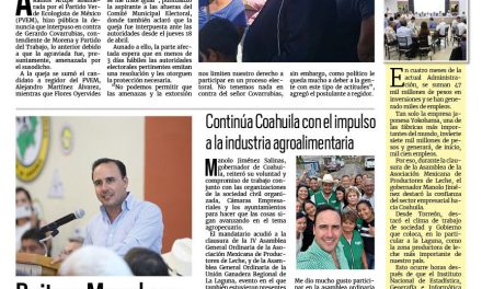 Portada RCG Carbonífera [20 de abril de 2024] Señalan a candidato de Morena a la alcaldía de Ramos Arizpe por amenazas; AHMSA presenta convenio concursal para Minera del Norte SA de CV y más…