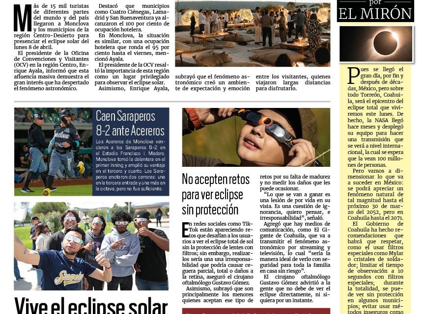 Portada RCG Centro [7 de abril de 2024] Llegan más de 15 mil turistas a la región; Detectan 12 pozos clandestinos de agua y más…