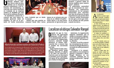 Portada RCG Centro [30 de abril de 2024] Se concreta nueva inversión millonaria para Coahuila; exhortan a ciudadanos a tomar acciones para evitar el dengue y más…