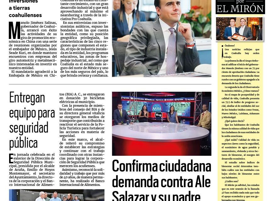 Portada RCG Fronteriza [25 de abril de 2024] Manolo Jiménez inicia gira económica por Asia; crean estrategia para evitar accidentes viales y más…