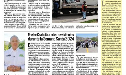 Portada RCG Lagunera [01 de abril de 2024] Retiran autos chatarra de la vía pública; aumentan consultas por alergias  y más…