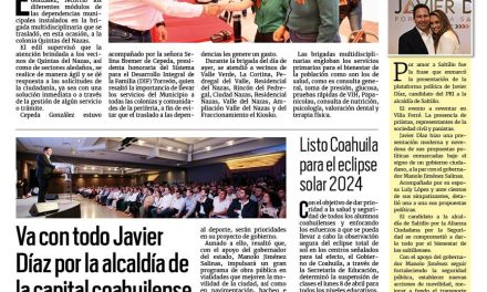 Portada RCG Lagunera [03 de abril de 2024] Llevan atención de brigadas a la colonia Quinta Nazas; DIF Torreón promueve la capacitación y más…