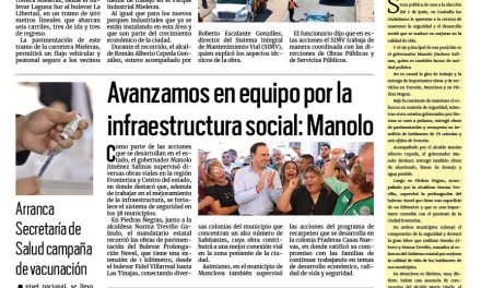 Portada RCG Lagunera [05 de abril de 2024] Supervisa Román Cepeda obras de pavimentación; brindan información a turistas por el eclipse solar y más…