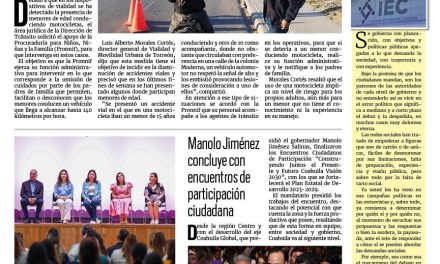 Portada RCG Lagunera [18 de abril de 2024] Participará Pronnif en operativos viales; fomentan el cuidado al medio ambiente y más…
