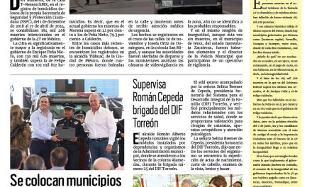 Portada RCG Lagunera [19 de abril de 2024] Suman más de 180 mil homicidios en el sexenio de Morena; realizan limpieza en panteones municipales y más…