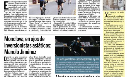 Portada RCG Lagunera [28 de abril de 2024] Hoy festejan a niñas y niños en Paseo Colón; Celebran más de 100 pequeños el Día del Niño en el DIF y más…