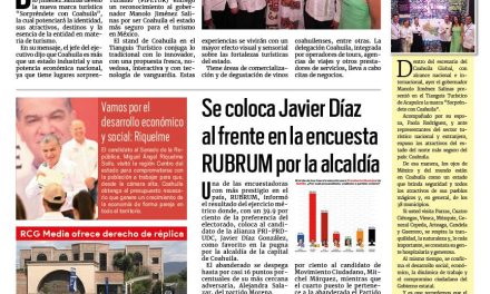 Portada RCG Media [11 de abril de 2024] Presentan en el Tianguis Turístico ‘Sorpréndete con Coahuila’; se coloca Javier Díaz al frente en la encuesta RUBRUM por la alcaldía y más…