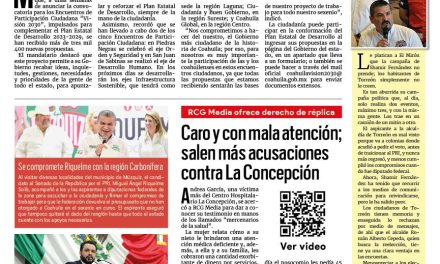 Portada RCG Media [12 de abril de 2024] Se suman propuestas para el Plan Estatal de Desarrollo; caro y con mala atención; salen más acusaciones contra La Concepción y más…