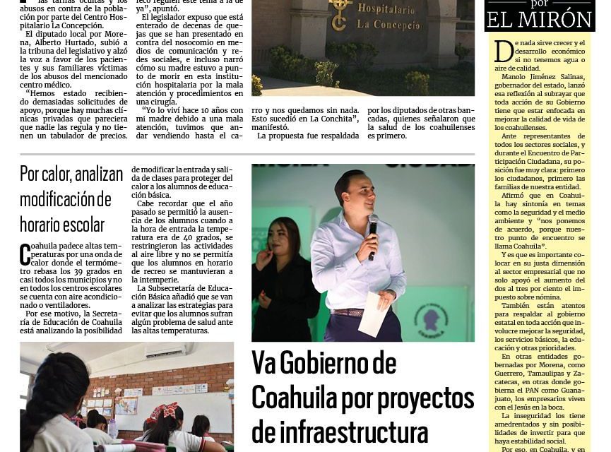 Portada RCG Media [17 de abril de 2024] Frenarán abusos del Centro Hospitalario La Concepción; va Gobierno de Coahuila por proyectos de infraestructura y más…