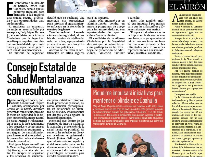 Portada RCG Media [21 de abril de 2024] Javier Díaz garantiza una ciudad segura y ordenada para las mujeres; Impulsa alcalde una policía de proximidad y más…