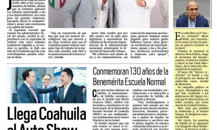 Portada RCG Media [26 de abril de 2024] Respaldará Javier Díaz a los emprendedores y negocios de Saltillo; llega Coahuila al Auto Show Beijing 2024 y más…