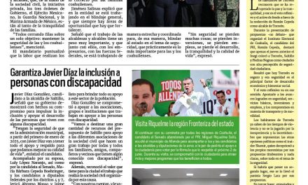 Portada RCG Media [22 de abril de 2024] Mantendremos un Coahuila seguro con todos los alcaldes: Manolo; garantiza Javier Díaz la inclusión a personas con discapacidad y más…