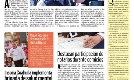 Portada RCG Fronteriza [27 de mayo de 2024] Reactivan en Acuña el Operativo BOM; trabaja Ayuntamiento en temas de drenaje público y más…