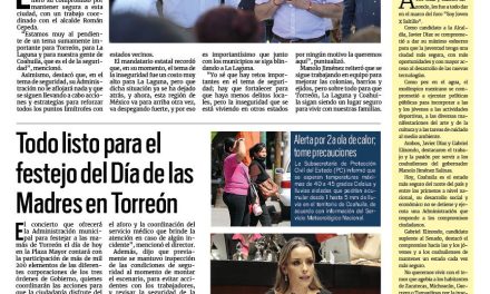 Portada RCG Lagunera [10 de mayo de 2024] En equipo con Román, continuamos blindando a Torreón: Manolo; Supervisan trabajos de pavimentación y recarpeteo en Torreón y más…