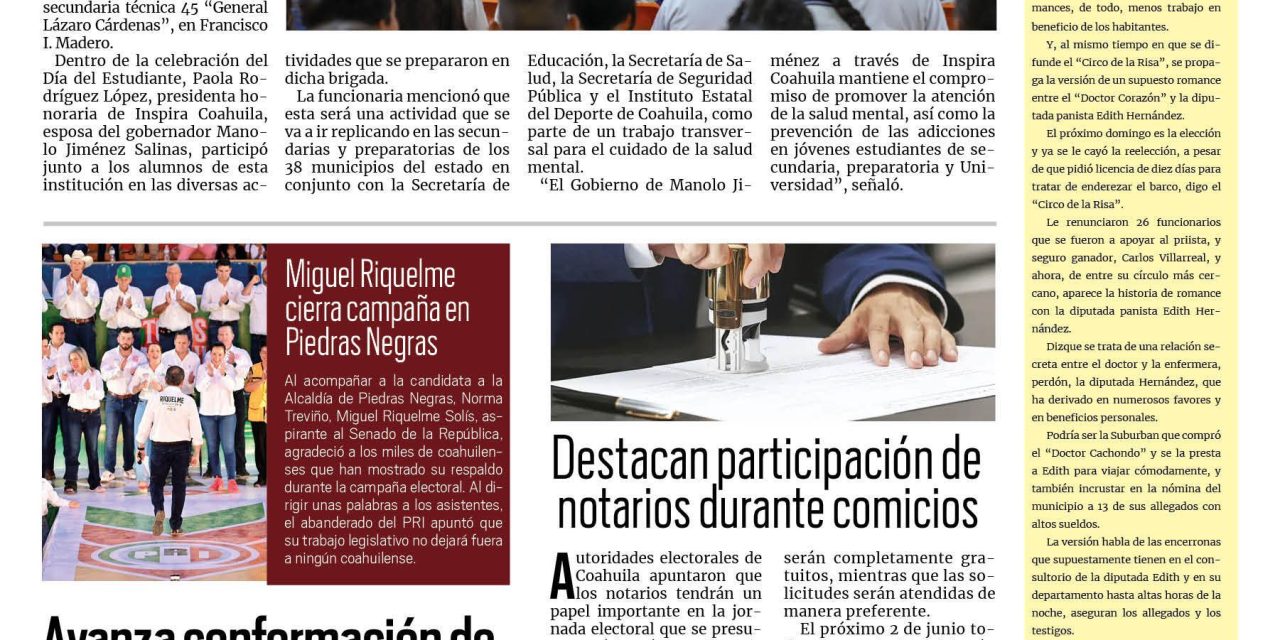 Portada RCG Lagunera [27 de mayo de 2024] Inspira Coahuila implementa brigada de salud mental; Incendios en Torreón no cesan debido al calor y más…