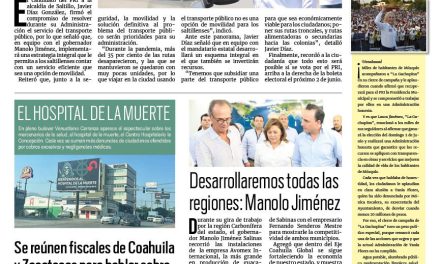 Portada RCG Media [24 de mayo de 2024] Se compromete Javier Díaz a resolver el transporte público de Saltillo; se reúnen fiscales de Coahuila y Zacatecas para hablar sobre seguridad y justicia y más…