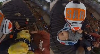 Video: Soldados rescatan a bebé de un techo en Brasil