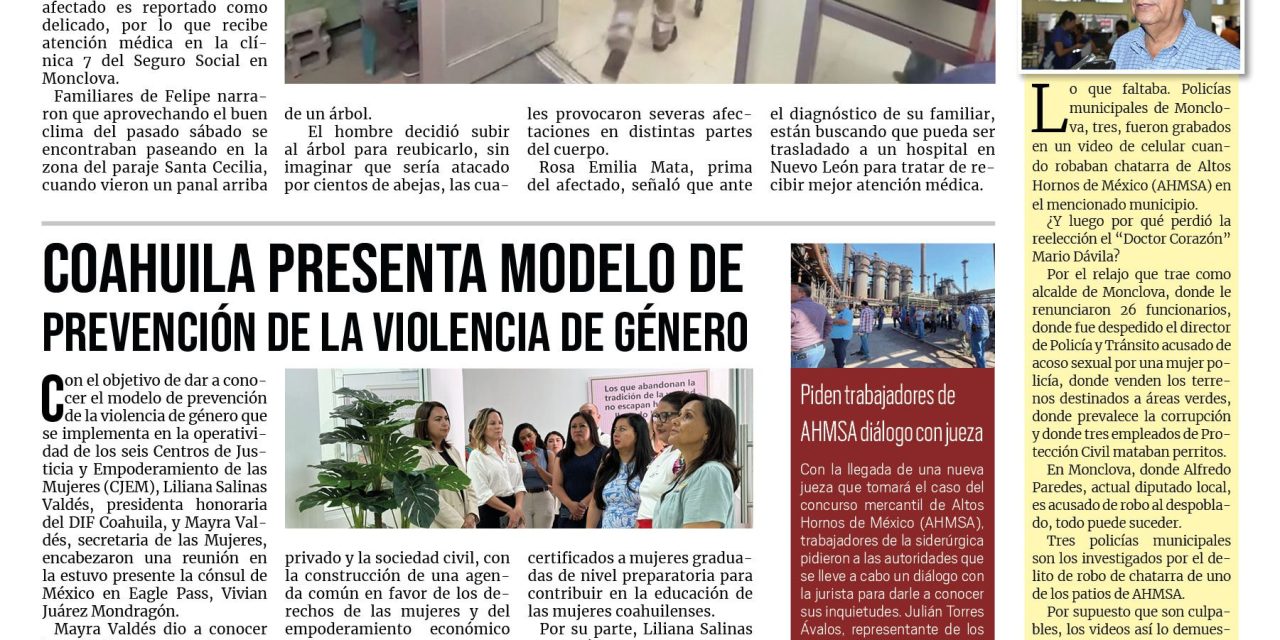 Portada RCG Centro [25 de junio de 2024] Ataque de abejas deja a hombre entre la vida y la muerte; juzgarán por tentativa de homicidio a agresores de Uriel y más…