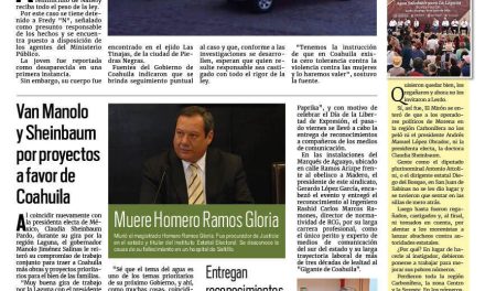 Portada RCG Fronteriza [17 de junio de 2024] Busca Coahuila todo el peso de la ley para feminicida; van Manolo y Sheinbaum por proyectos a favor de Coahuila y más…
