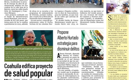Portada RCG Fronteriza [26 de junio de 2024] La Administración de Emilio de Hoyos invirtió 812 mil pesos en esta obra; se invirtieron 720 mil pesos para la adquisición de semilla de sorgo fo y más…