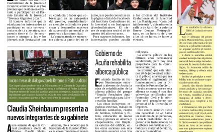 Portada RCG Fronteriza [28 de junio de 2024] Convoca Coahuila al premio estatal de la juventud; instalan módulo de la Tesorería Municipal y más…