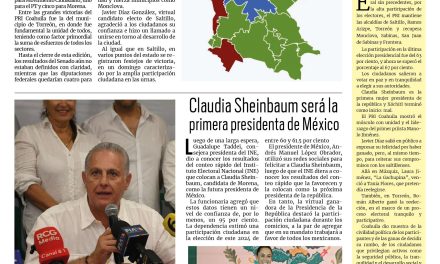 Portada RCG Lagunera [3 de junio de 2024] Gana PRI Coahuila 30 alcaldías; gana Román Cepeda la reelección en Torreón y más…