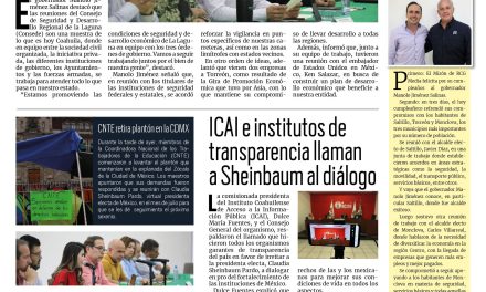 Portada RCG Lagunera [12 de junio de 2024] Vamos a fortalecer la seguridad en la región: Manolo Jiménez; Simas Torreón trabaja en reparación de bomba en El Fresno y más…