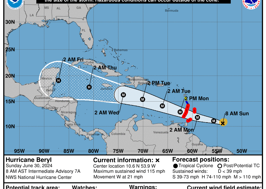 ‘Beryl’ escala a huracán categoría 4 y amenaza el sur del país