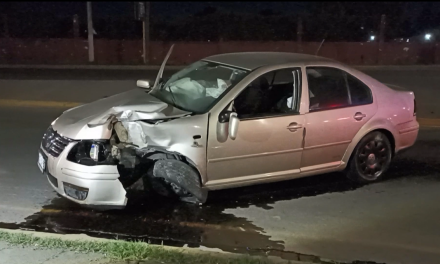 Saltillo: Destroza su coche en Fundadores, ebrio impactó contra una luminaria