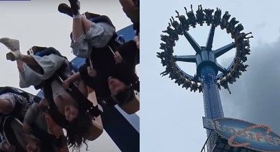 Video: Juego mecánico deja colgadas a 28 personas en parque de diversiones