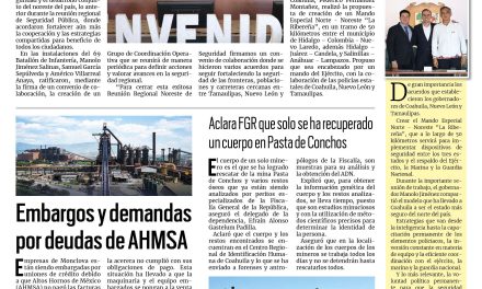 Portada RCG Centro [06 de julio de 2024] Trabajarán Coahuila, Nuevo León y Tamaulipas por la seguridad; Llaman a estar atentos a los síntomas de depresión y más…