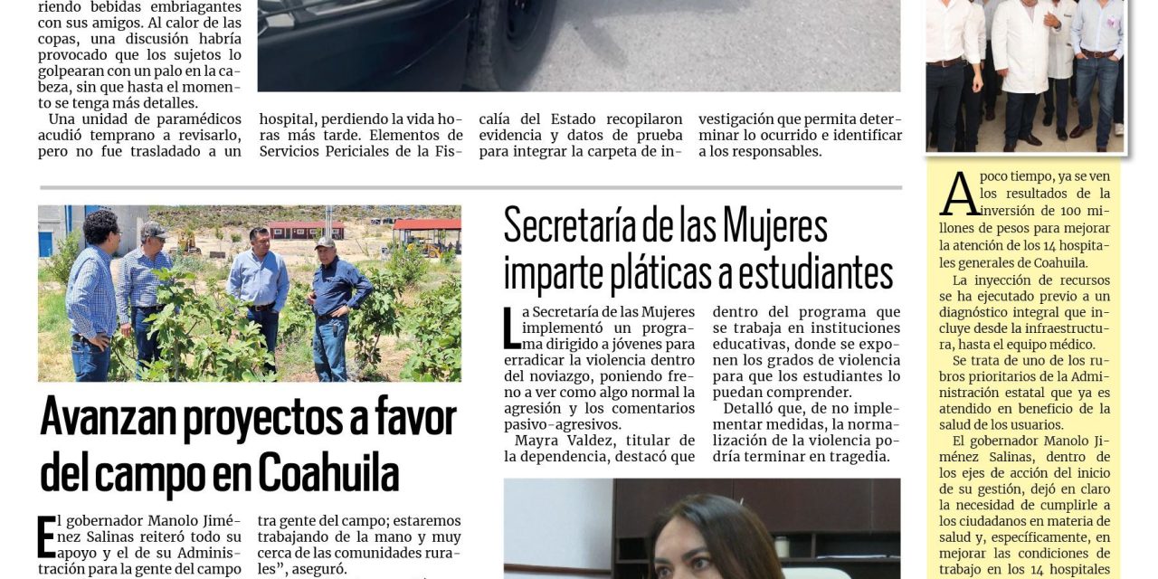 Portada RCG Centro [13 de julio de 2024] Matan a adulto mayor en Monclova; buscarán implementar mando único para Monclova y más…
