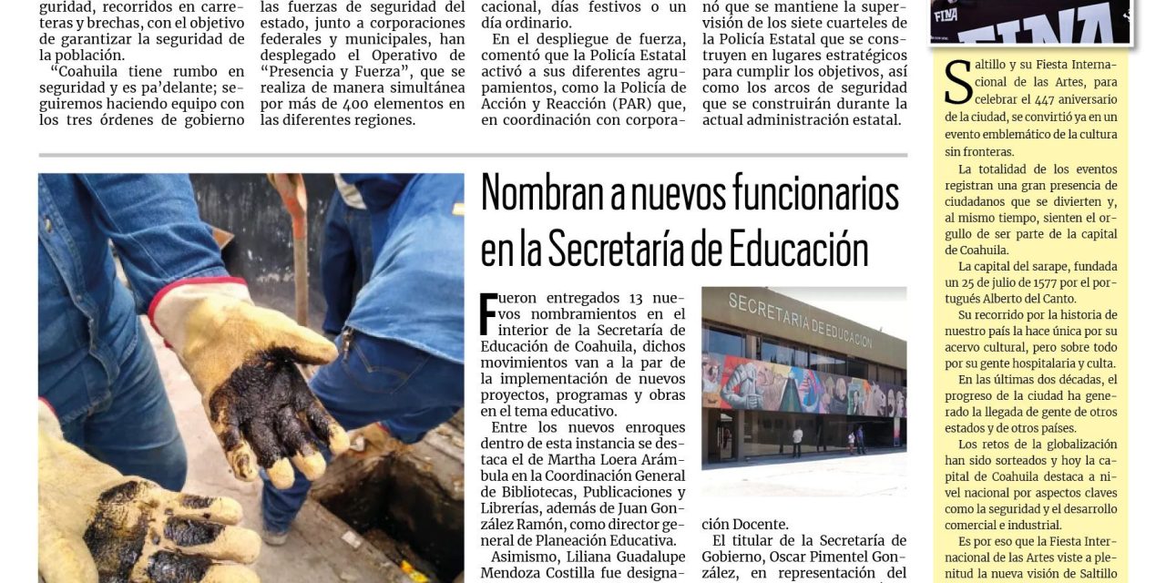 Portada RCG Centro [17 de julio de 2024] En equipo, mantenemos blindado a Coahuila: Manolo Jiménez; identifican a culpables de contaminación en el drenaje y más…