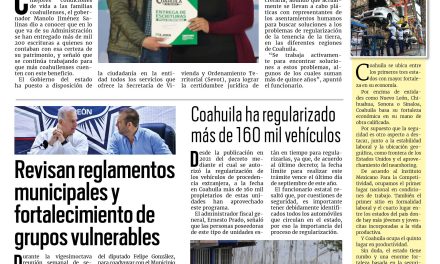 Portada RCG Lagunera [20 de julio de 2024] Coahuila brinda certeza jurídica para el patrimonio de la ciudadanía; Román Cepeda ratifica el abasto de agua en Torreón  y más…