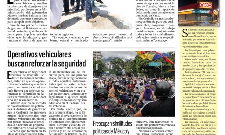 Portada RCG Lagunera [31 de julio de 2024] Garantizamos el abasto de agua en todo Coahuila: Manolo Jiménez; predomina la falta de precaución en accidentes viales y más…