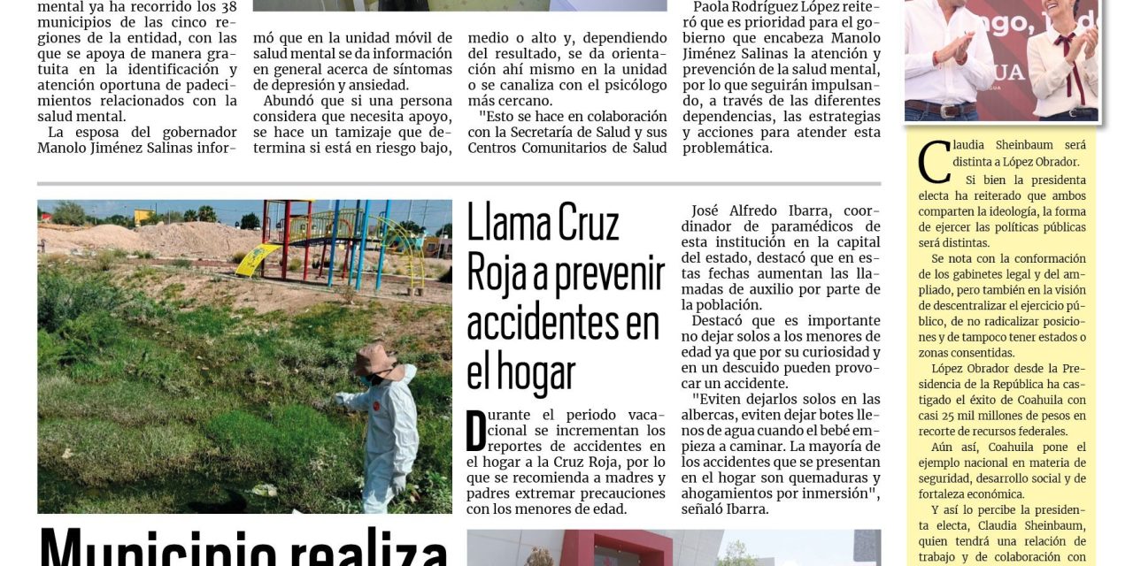 Portada RCG Lagunera [21 de julio de 2024] Inspira Coahuila promueve la salud mental de coahuilenses; Presuntos huachicoleros chocan y huyen y más…