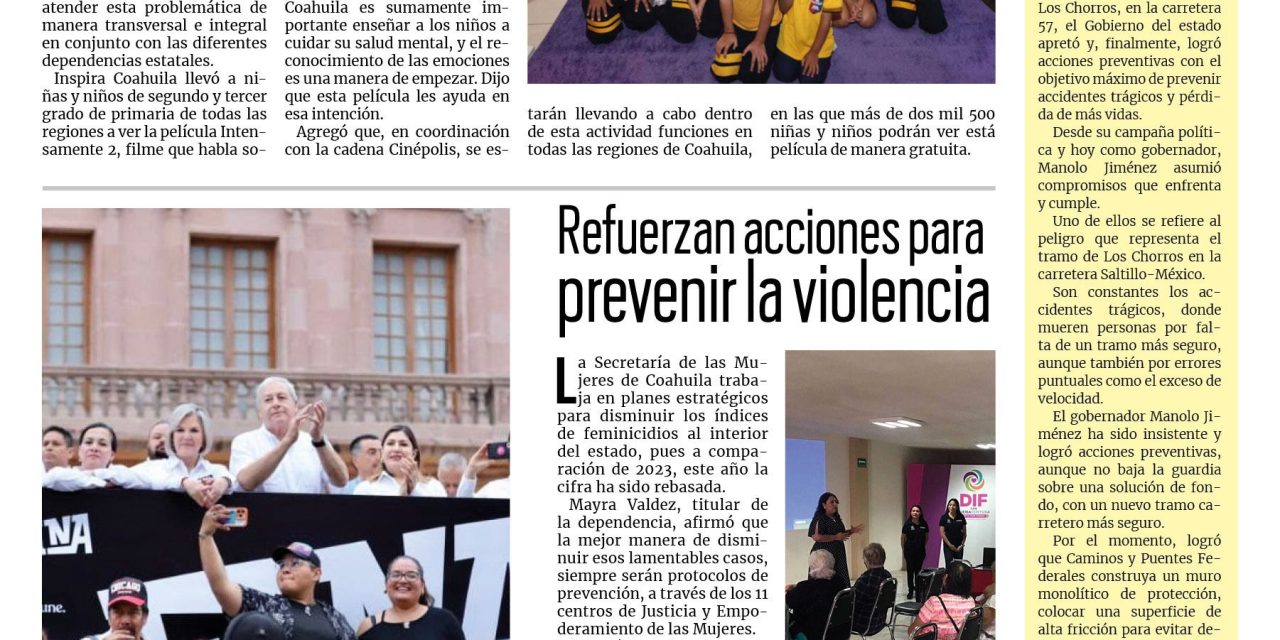 Portada RCG Media [15 de julio de 2024] Inspira Coahuila fortalece el apoyo psicológico a las infancias; arranca la FINA 447 en Saltillo y más…
