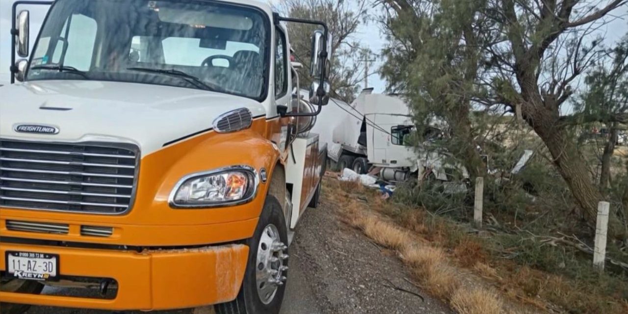 Tráiler se impacta en un árbol en carretera Saltillo Torreón