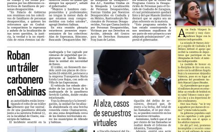 Portada RCG Carbonífera [11 de agosto de 2024] Coahuila, comprometido con familiares de personas desaparecidas; Salvan a hombre de morir ahogado en el río Santa María y más…
