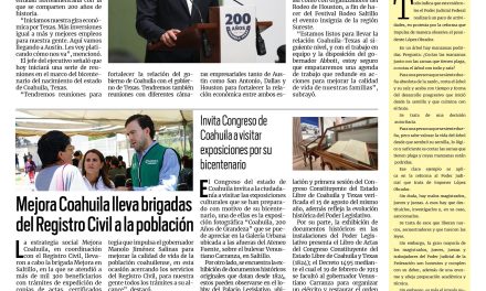 Portada RCG Carbonífera [19 de agosto de 2024] Manolo Jiménez realizará gira de trabajo en Texas; celebran con cabalgata 93 años del ejido Puente Negro  y más…