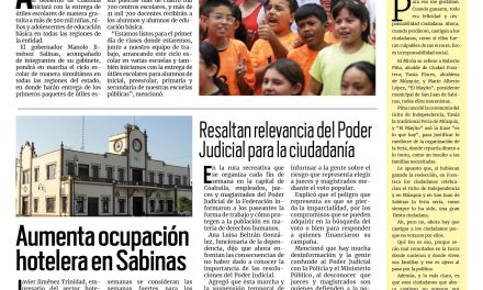 Portada RCG Carbonífera [26 de agosto de 2024] Iniciará Manolo Jiménez entrega de 500 mil paquetes escolares; repuntan ventas por el regreso a clases y más…