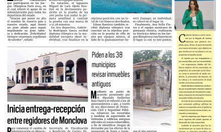 Portada RCG Centro [12 de agosto de 2024] Estamos orgullosos de nuestros atletas olímpicos: Manolo Jiménez; se suman en contra de la representación excesiva de Morena y más…