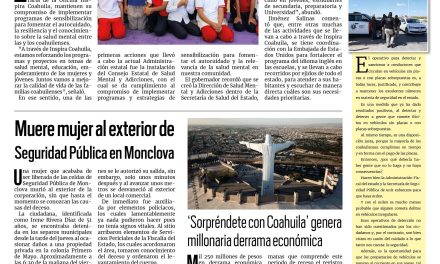 Portada RCG Centro [17 de agosto de 2024] Inspira Coahuila refuerza programas de atención a salud mental; caída de AHMSA golpea a comercios locales y más…