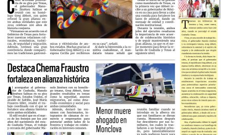 Portada RCG Centro [20 de agosto de 2024] Se reúnen gobernadores de Coahuila y Texas; realizan acciones de electrificación en Granjas del Río y más…